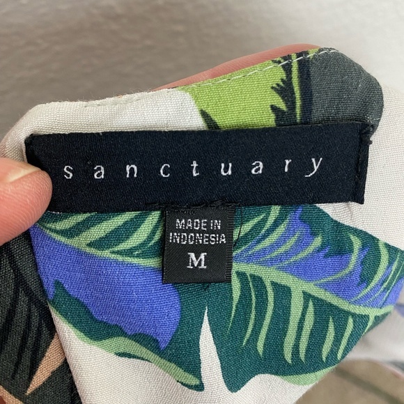 Sanctuary White Tropical Floral Ruffle Short Sleeve‎ Jumpsuit Wide Leg - Medium - Picture 7 of 15